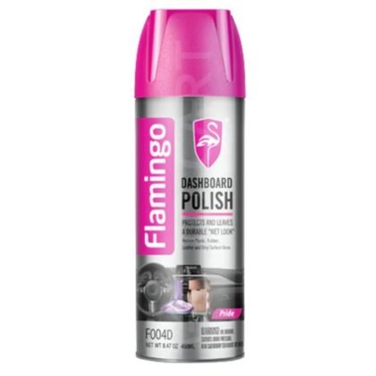 "Flamingo Dashboard Polish – High-gloss protectant for car interiors, prevents dust and UV damage"
